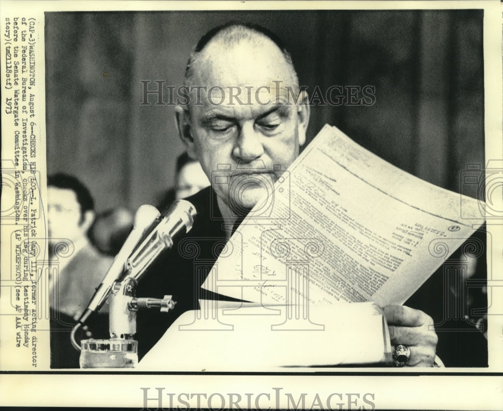 1973 Press Photo Patrick Gray III testifies at Senate Watergate Committee
