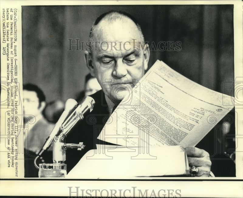 Load image into Gallery viewer, 1973 Press Photo Patrick Gray III testifies at Senate Watergate Committee
