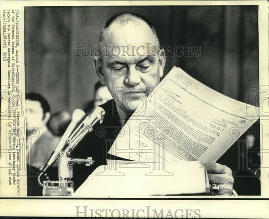 1973 Press Photo Patrick Gray III testifies at Senate Watergate Committee