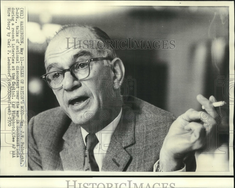 Load image into Gallery viewer, 1970 Press Photo Senator J.W. Fulbright shown in recent Capitol Hill interview
