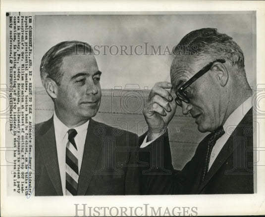 1964 Press Photo Senator Barry Goldwater and Governor Scranton meet in Hershey