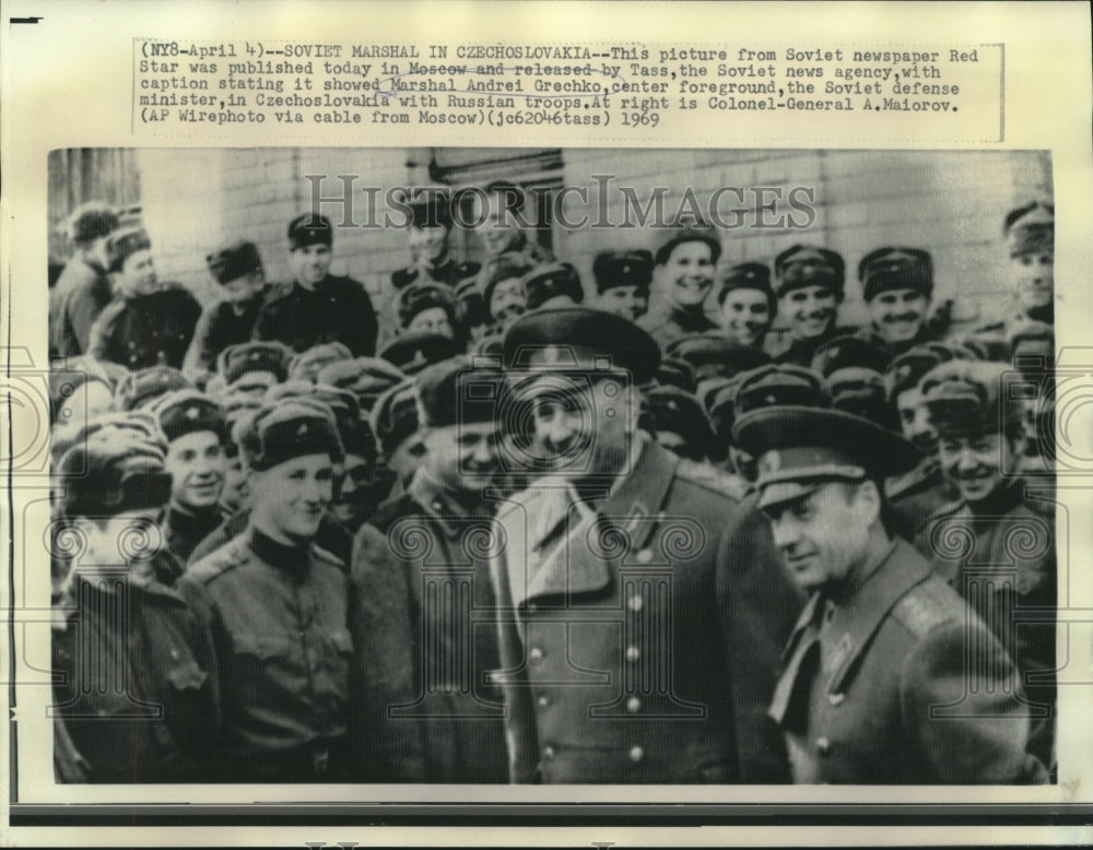 1969 Press Photo Soviet Grechko &amp; Russian troops shown in Czechoslovakia