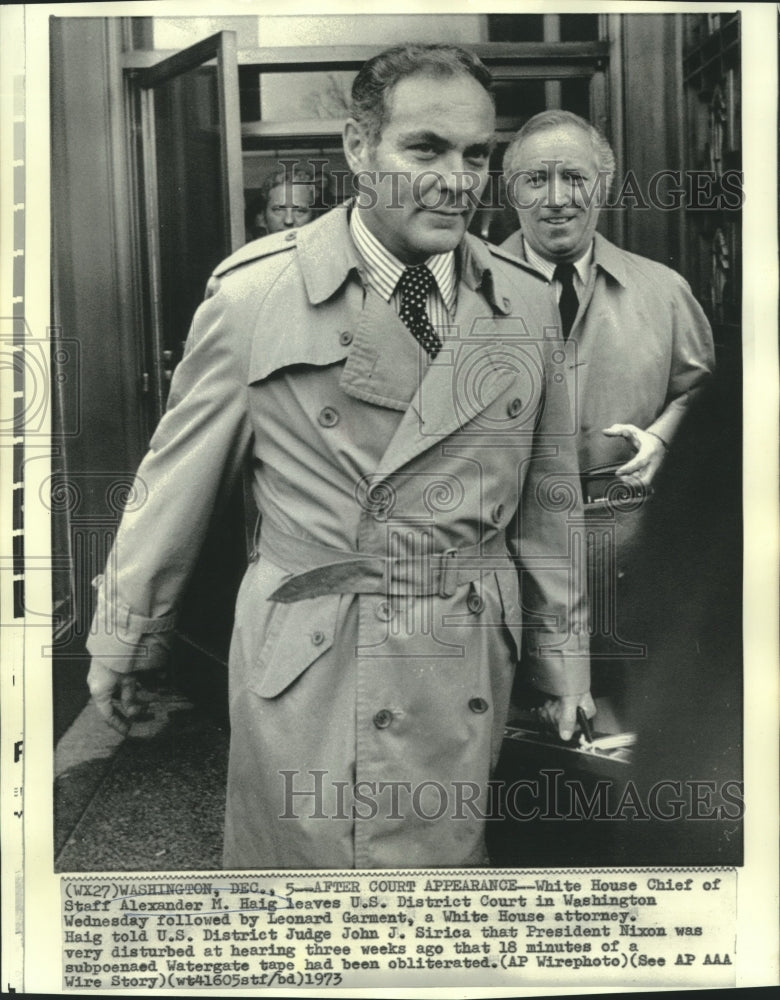 1973 Press Photo Chief of Staff Alexander Haig &amp; Garment leave District Court
