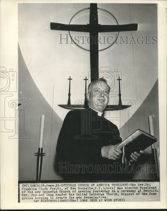 1962 Press Photo Lutheran Church of America President, Rev. Franklin Clark Fry
