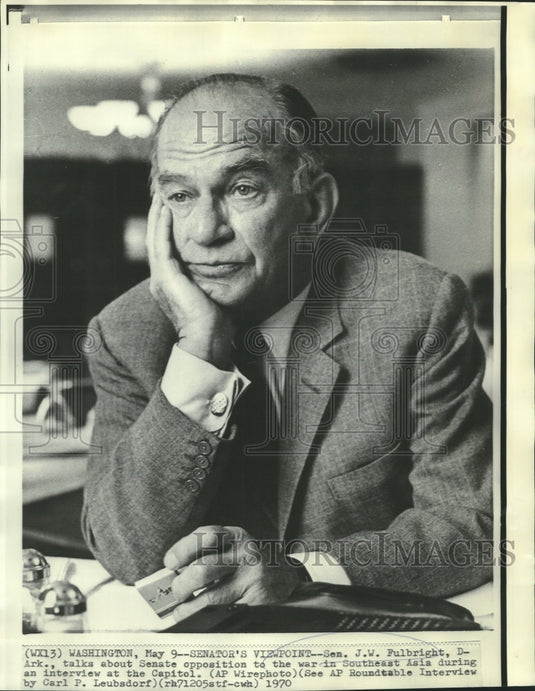 1970 Press Photo Senator J.W. Fulbright shown during interview at the Capitol