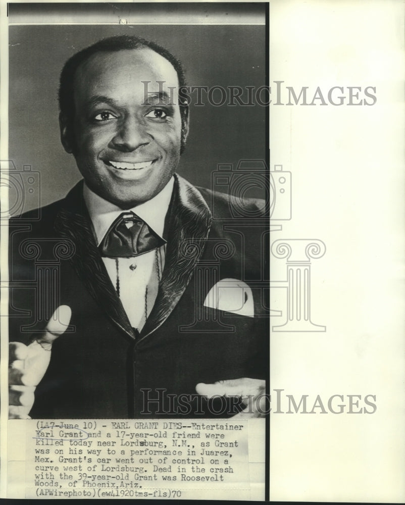 1970 Press Photo Entertainer Earl Grant and Roosevelt Woods killed in car crash