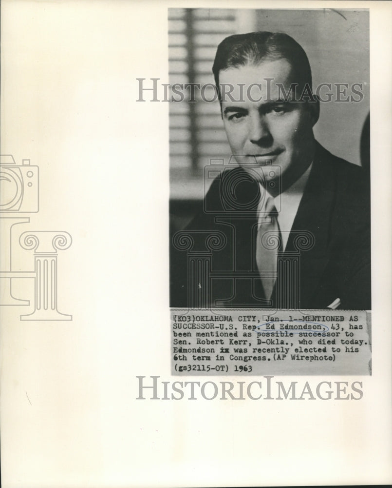 1963 Press Photo Possible successor to Senator Kerr is Representative Edmondson