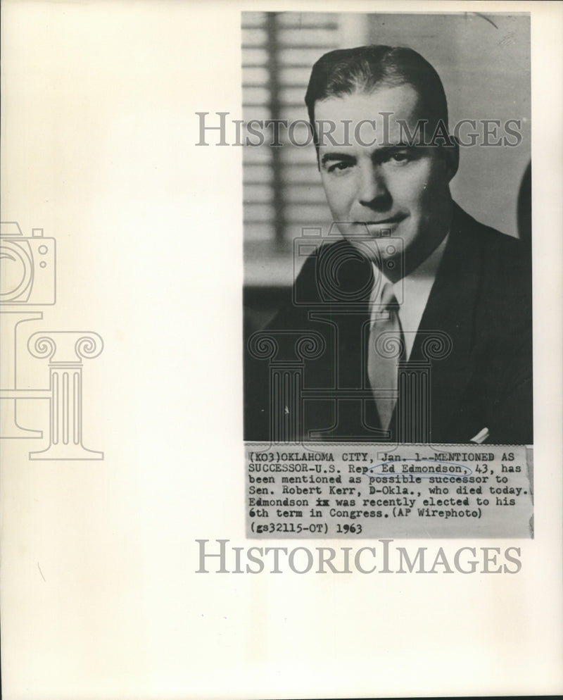 Load image into Gallery viewer, 1963 Press Photo Possible successor to Senator Kerr is Representative Edmondson
