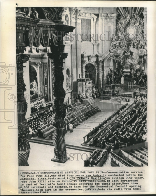 1962 Press Photo Commemorative service for Pope Pius at St. Peter's Basilica