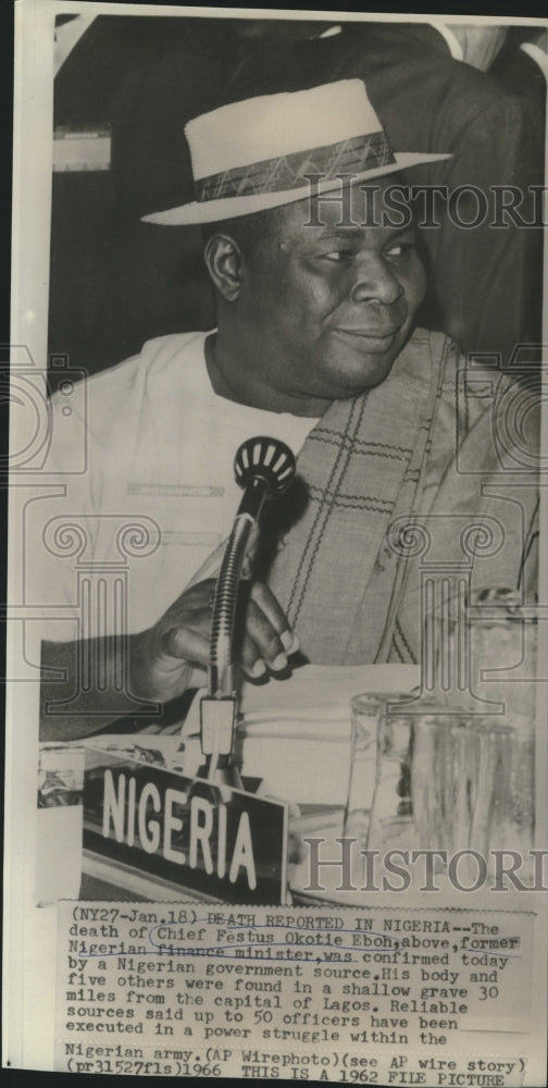 1962 Press Photo Chief Festus Okotie Eboh, former Nigerian Finance Minister