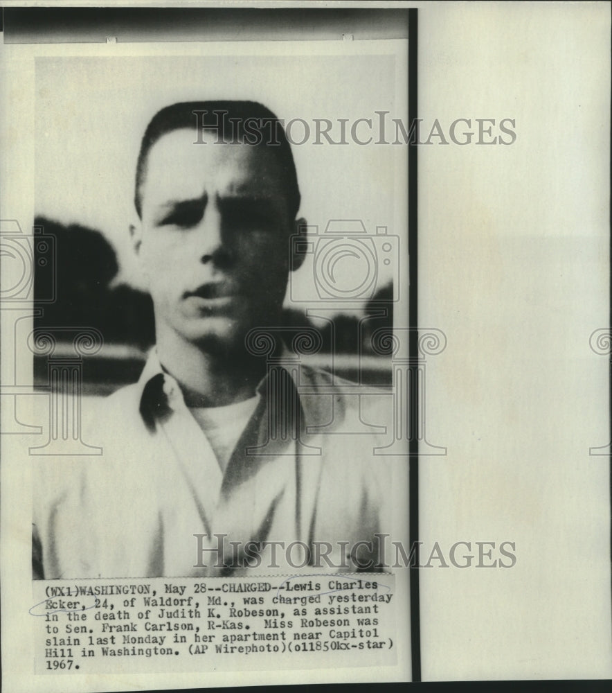 1967 Press Photo Lewis Charles Ecker charged in death of Judith Robeson