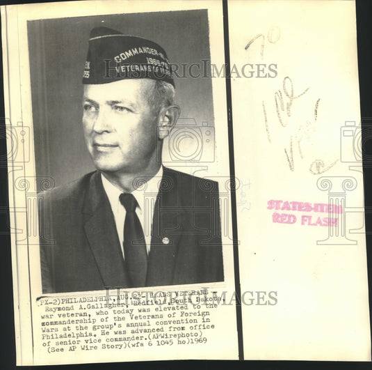 1969 Press Photo Raymond A. Gallagher, Commander of Veterans of Foreign Wars