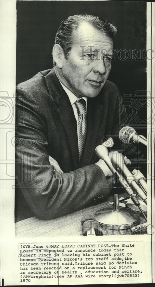 1970 Press Photo HEW Secretary Robert Finch to become Nixon's top aide