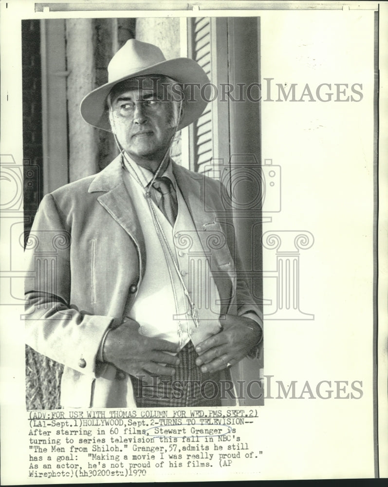 Load image into Gallery viewer, 1970 Press Photo Stewart Granger to star in NBC's "The Men from Shiloh."
