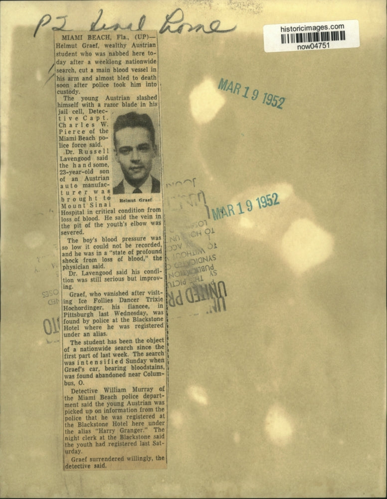 1952 Press Photo University of Cincinnati student Helmut Graef - now04751