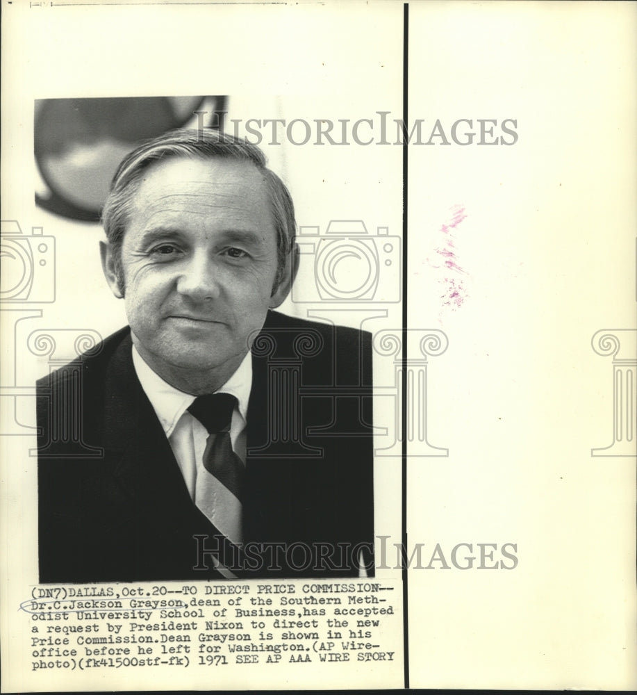 1971 Press Photo Dr. Jackson Grayson requested by Nixon to Price Commission