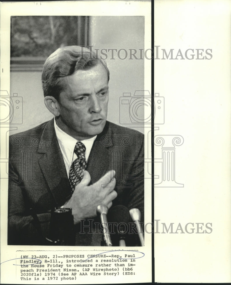 Load image into Gallery viewer, 1972 Press Photo Representative Paul Findley introduces resolution in The House
