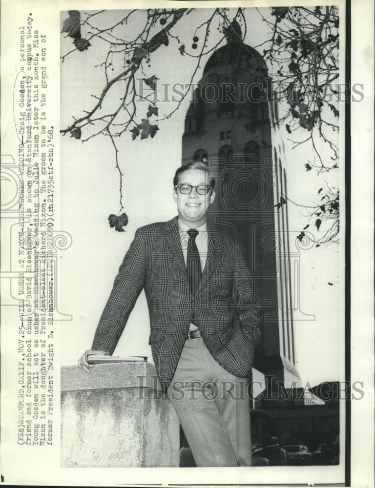 1968 Press Photo Craig Gosden shown at Stanford University campus - now04975