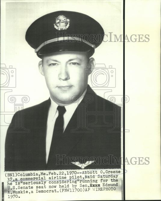 1970 Press Photo Airline pilot Abbott Greene considering running for U.S. Senate