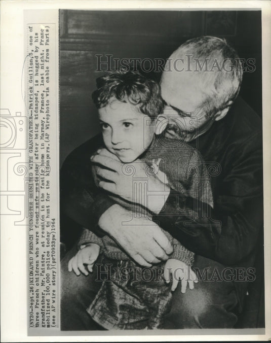 1964 Press Photo Kidnapped Patrick Guillon reunited with his grandfather.