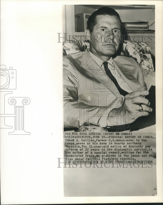 1964 Press Photo Former Ambassador to The Congo in his Virginia home.