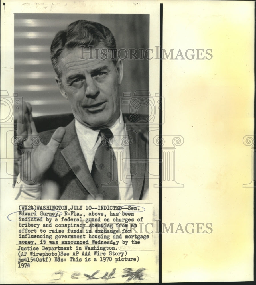 1970 Press Photo Senator Edward Gurney Republican of Florida - now05114
