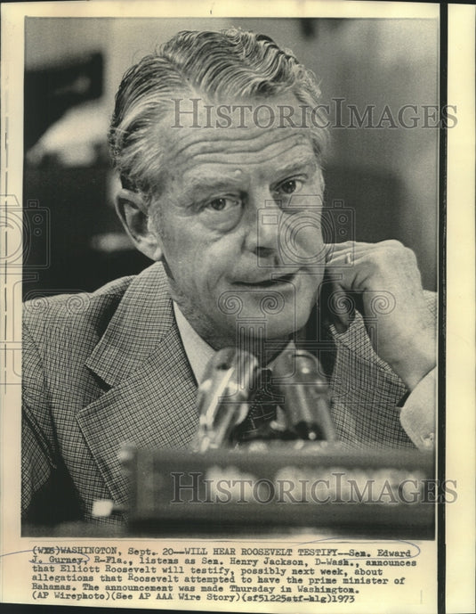 1973 Press Photo Senator Edward Gurney listens at a Washington meeting