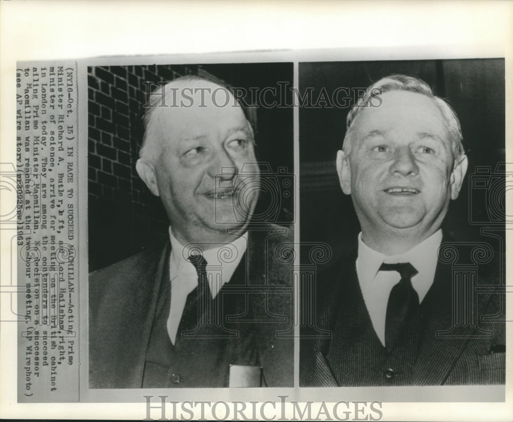 1963 Press Photo Richard Butler & Lord Hailsham; one to succeed PM Macmillan