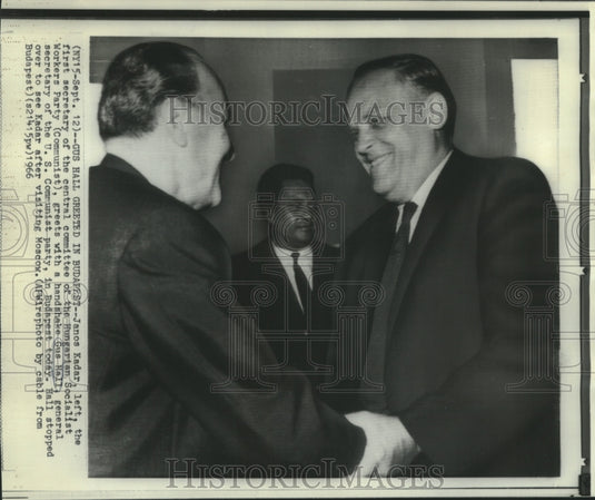 1966 Press Photo Communist Party leaders Kadar & Gus Hall meet in Budapest.