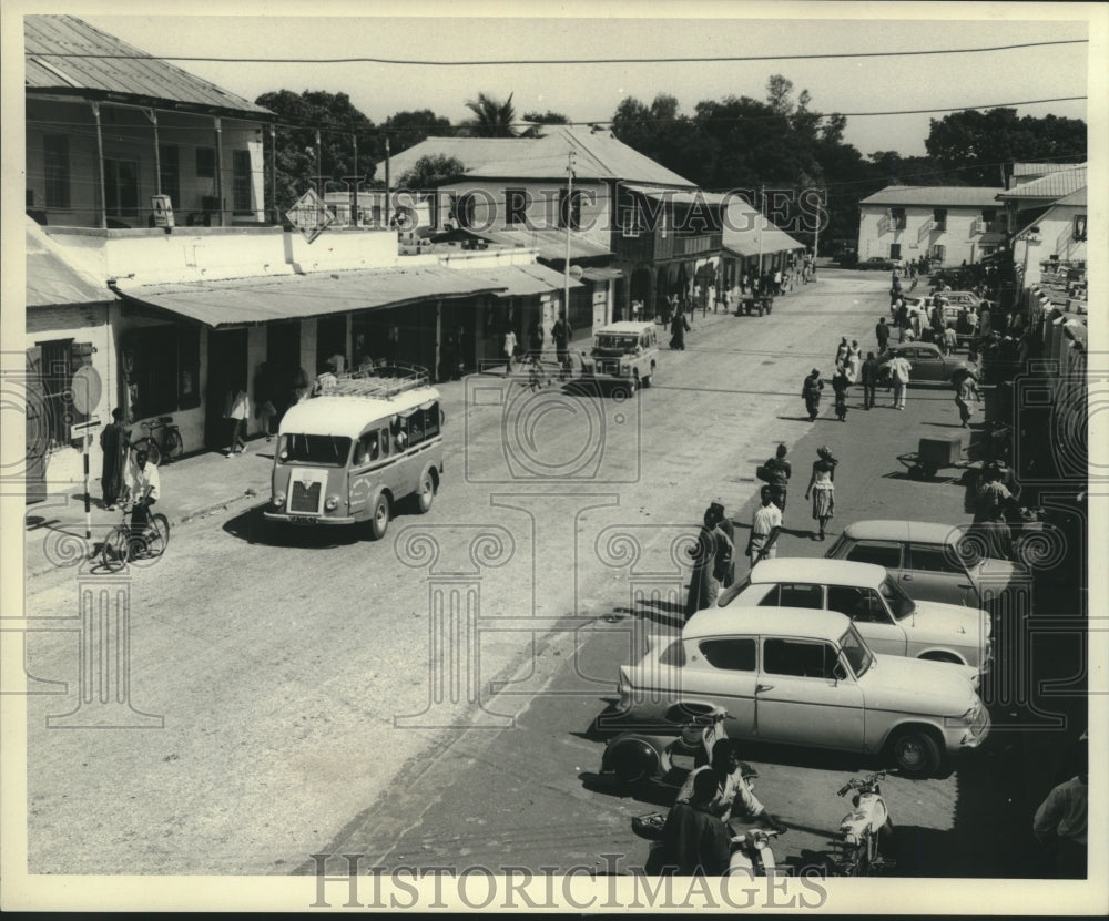 1961 Press Photo Bathurst, capital of Gambia&#39;s, main street near waterfront.