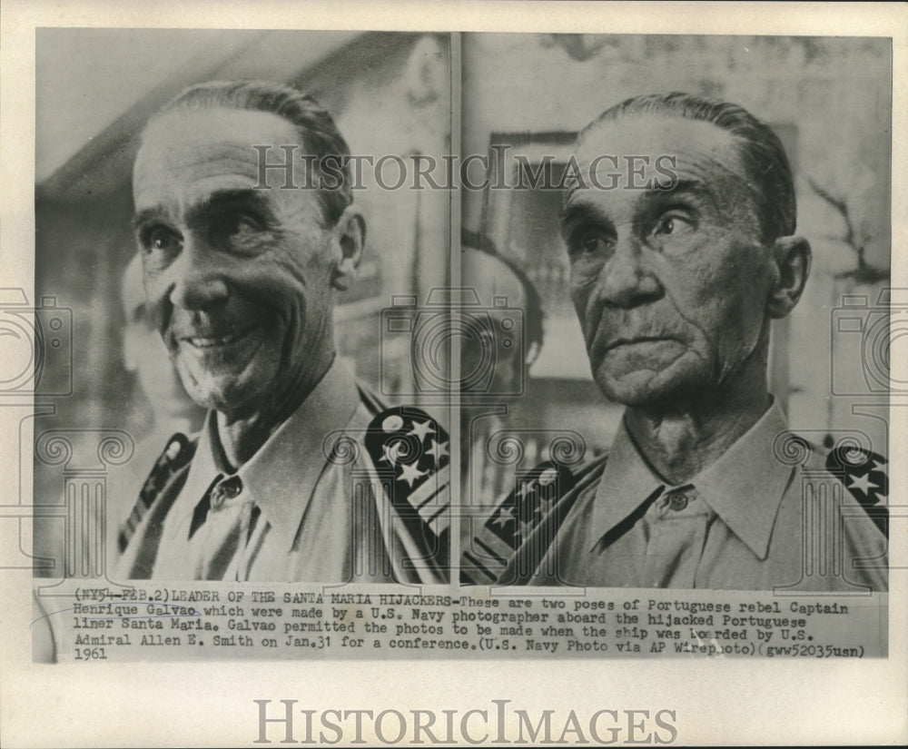 1961 Press Photo Portuguese liner Santa Maria hijacker Captain Henrique Galvao