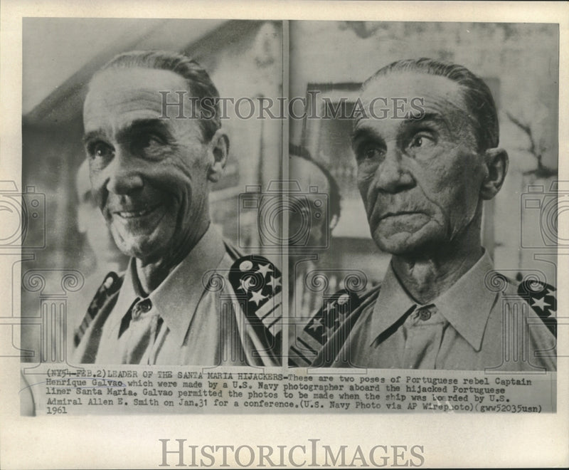 Load image into Gallery viewer, 1961 Press Photo Portuguese liner Santa Maria hijacker Captain Henrique Galvao
