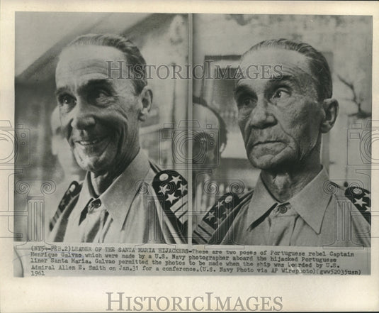 1961 Press Photo Portuguese liner Santa Maria hijacker Captain Henrique Galvao