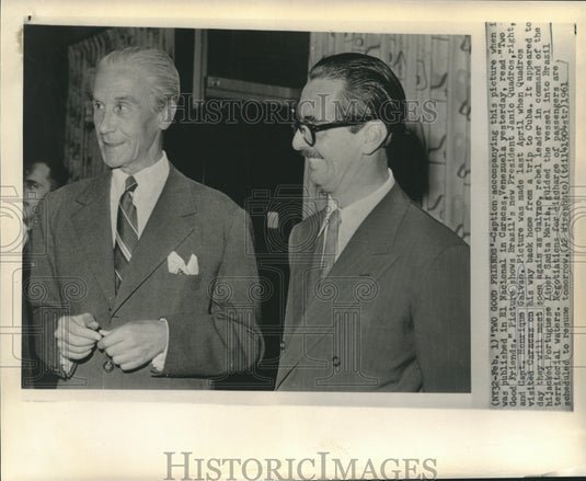 1960 Press Photo Brazil's President Quadros & Captain Henrique Galvao in Caracas