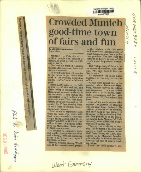 1985 Press Photo Munich's Nymphenberg Palace with baroque-rococo style and park