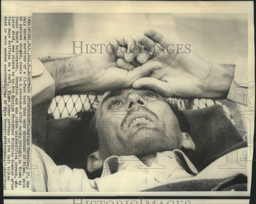 1966 Press Photo Enrique Gonzalez, only known survivor of boat accident in Miami
