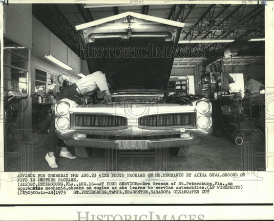 1973 Press Photo Dru Greene of St. Petersburg, Florida-woman apprentice mechanic