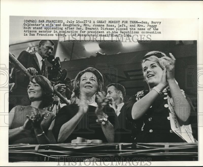 Load image into Gallery viewer, 1964 Press Photo Senator Barry Goldwater's family applauding at GOP convention
