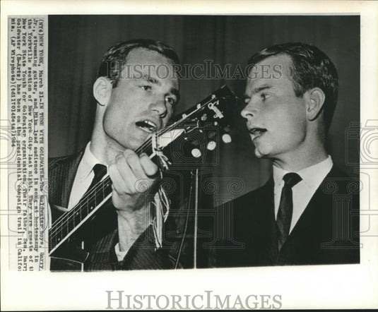 1964 Press Photo The Goldwater boys, Barry, Jr., & Michael, singing in New York
