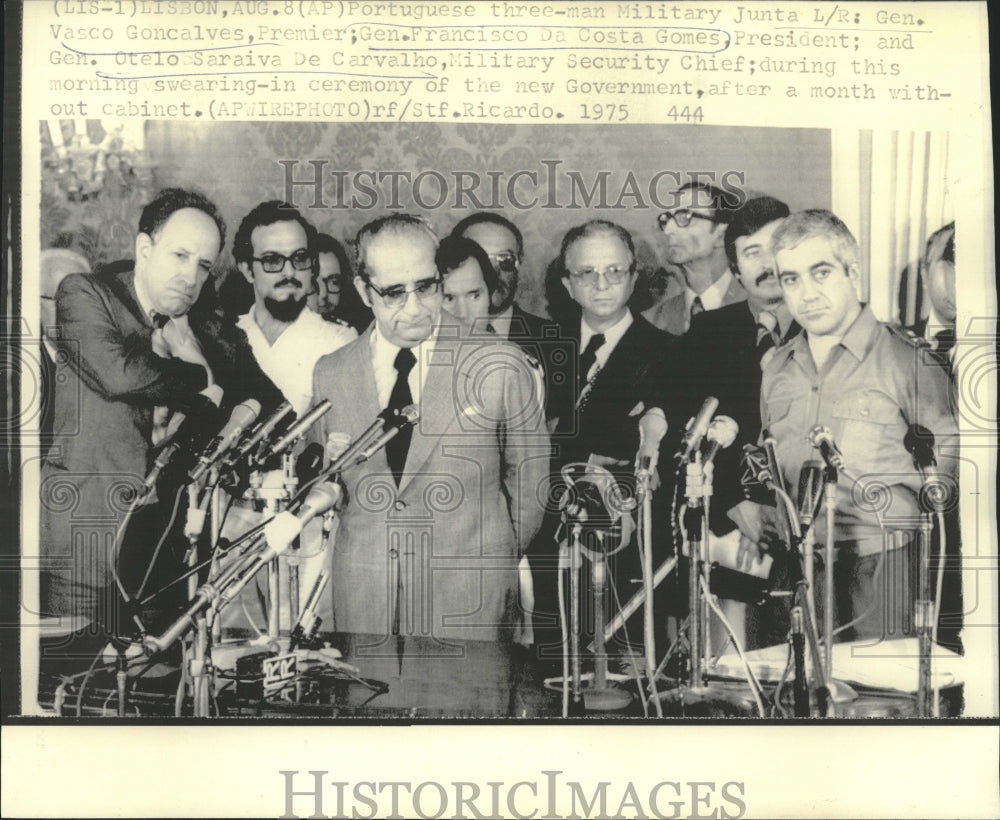 1975 Press Photo Portugal President Costa Gomes &amp; others at swearing-in ceremony