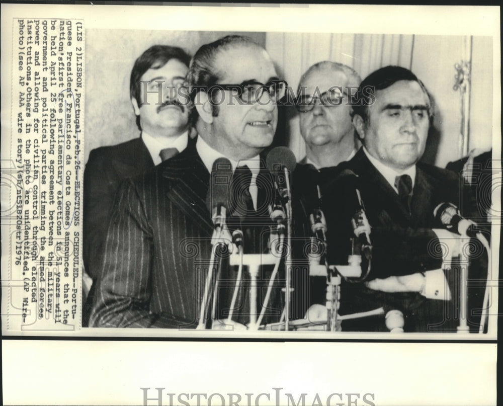 1976 Press Photo Portuguese President Costa Gomes &amp; others at news conference