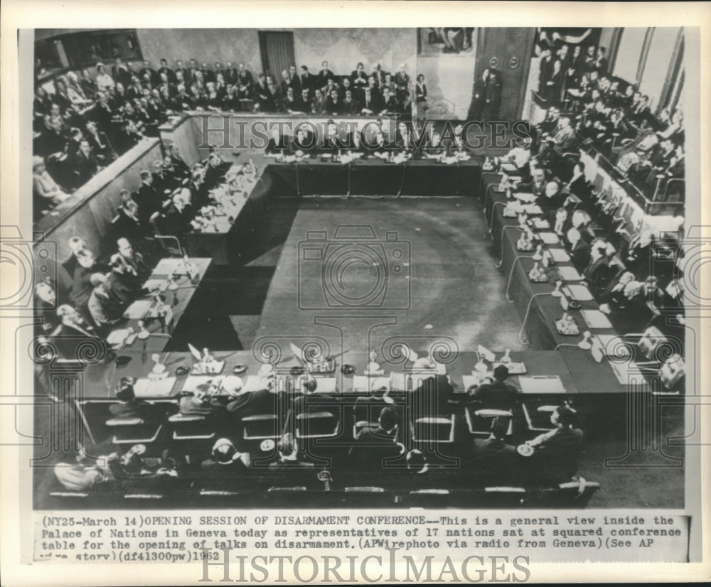 1962 Press Photo View of opening session at Palace of Nations in Geneva
