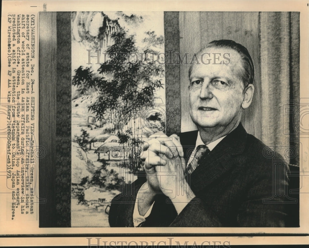 1971 Press Photo East Asian &amp; Pacific Affairs&#39; Marshall Green at interview