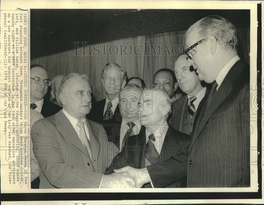 1974 Press Photo Transport Workers' Guinan & others at news conference in NY