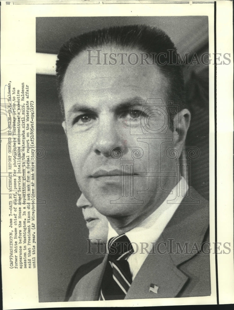 1973 Press Photo Former White House Chief of Staff Haldeman poses for photo