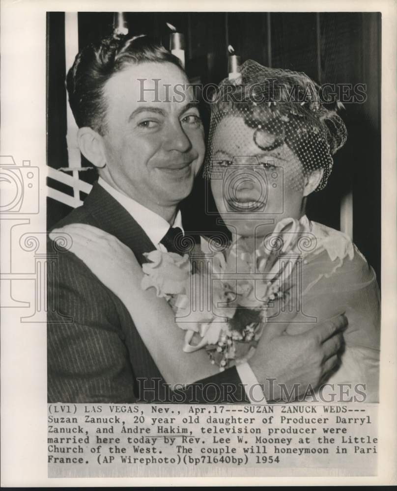 1954 Press Photo Susan Zanuck and Andre Hakim married in Las Vegas, Nevada