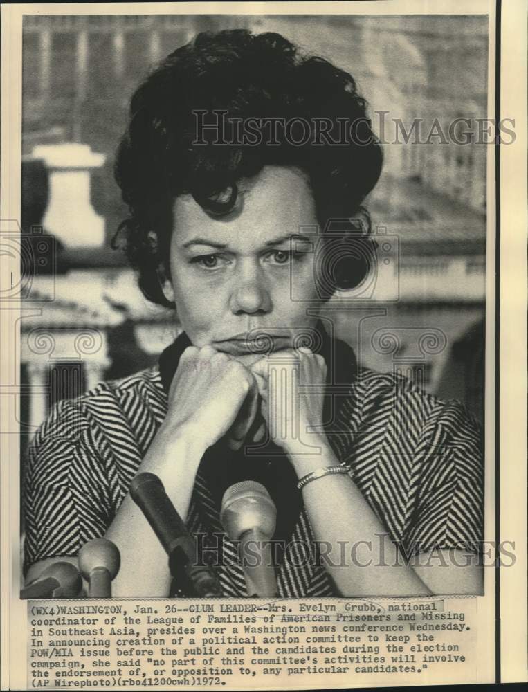 1972 Press Photo Mrs.Evelyn Grubb presides over Washington news conference