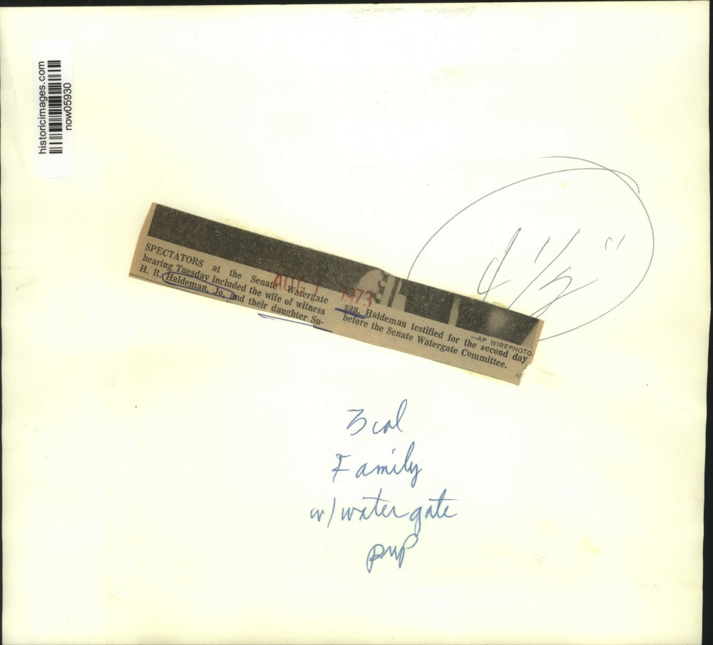 1973 Press Photo Jo and Susan Haldeman, wife & daughter of Watergate witness