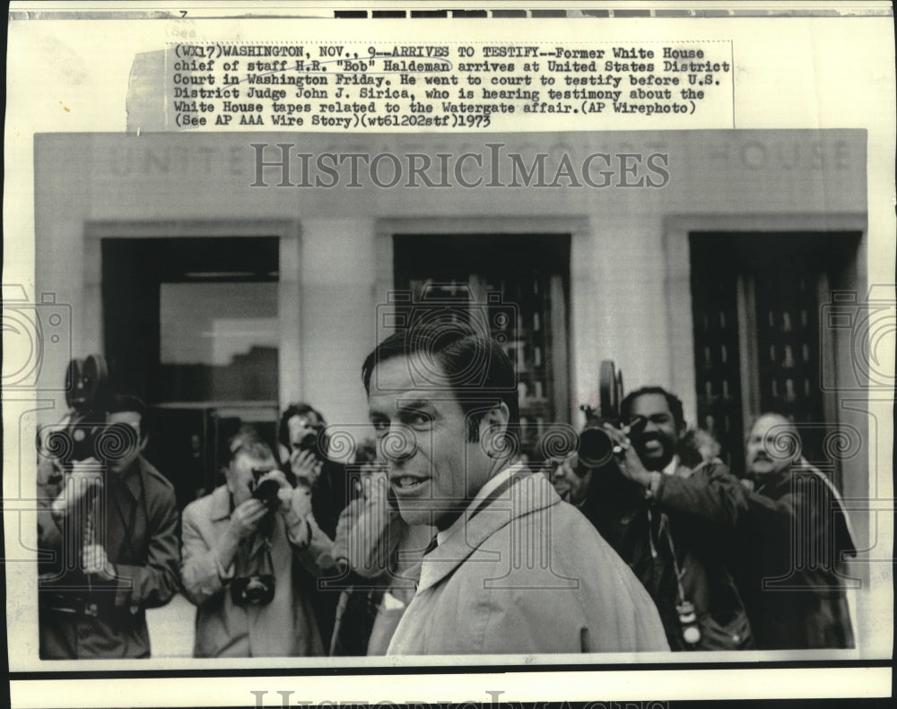 1973 Press Photo Former White House aide Haldeman arrives at U.S. District Court