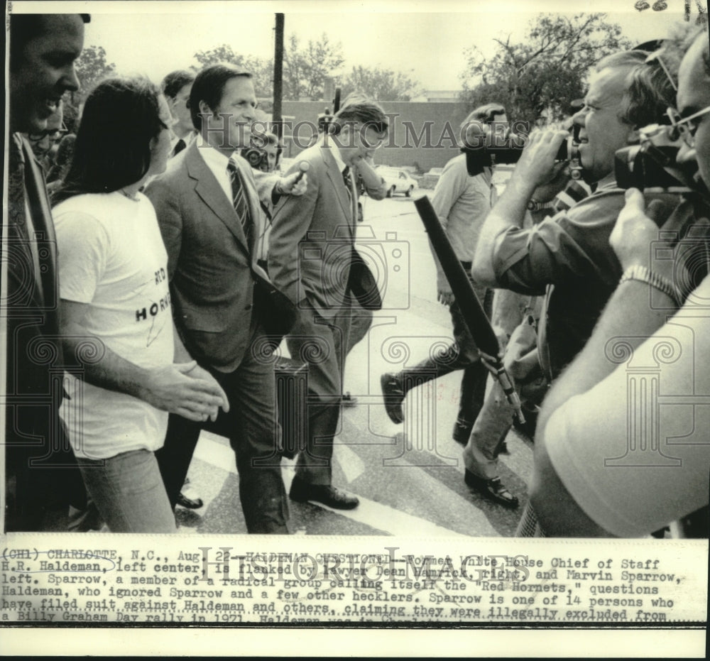 1974 Press Photo Former White House aide Haldeman &amp; others in Charlotte, NC